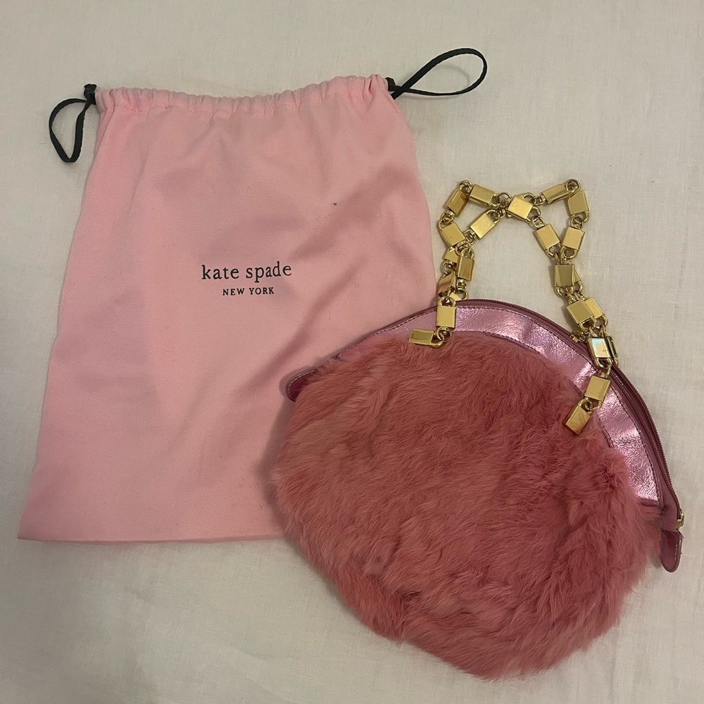 Kate Spade Pink and Gold Velvet Clutch